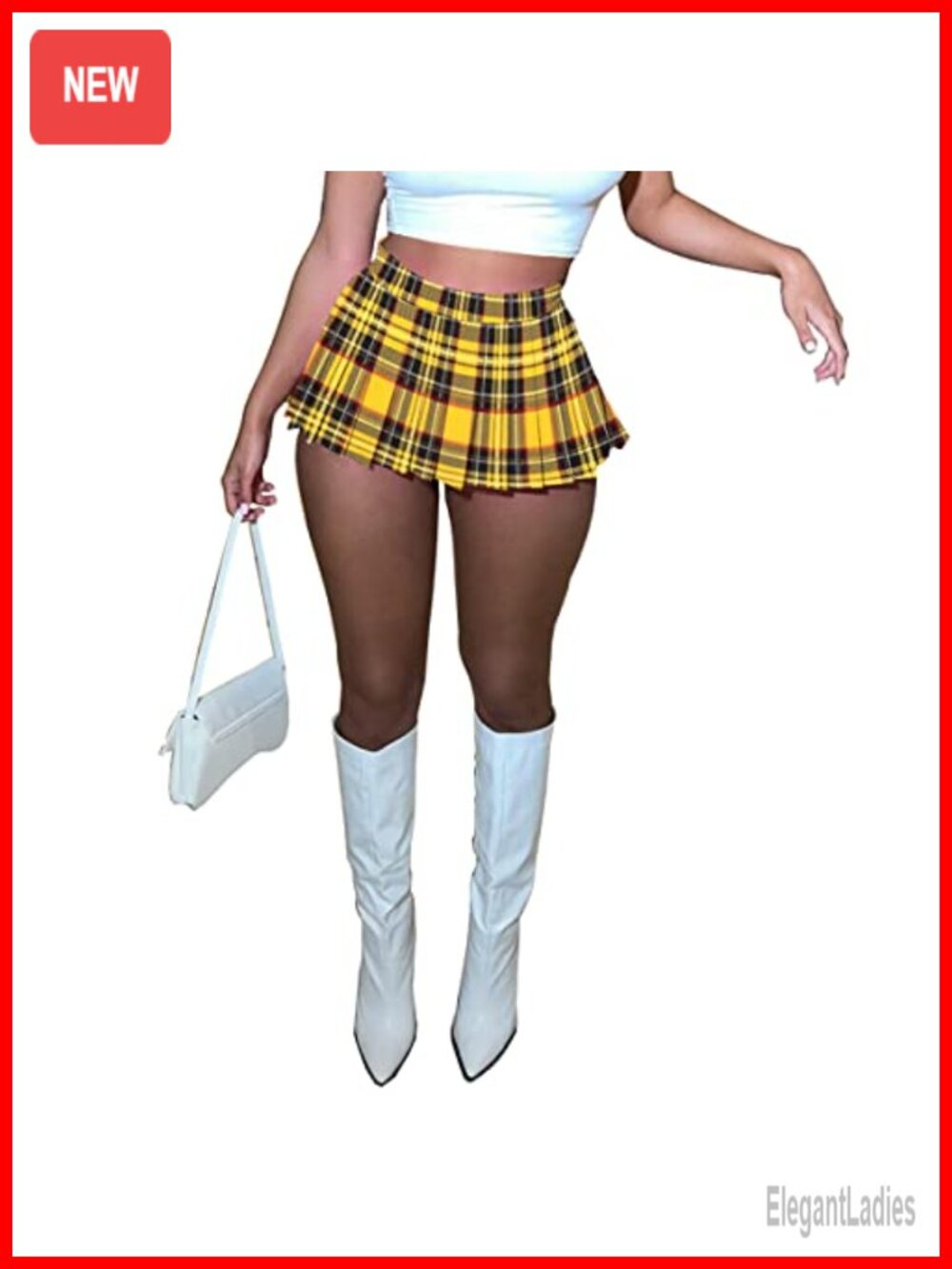 Pleated Mini Skirt High Waist Stretchy A-Line Tennis Skater